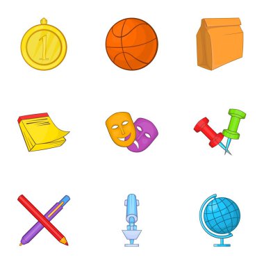 Okul simgeler ayarla, tarzı çizgi film