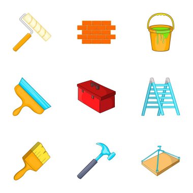 Bina Araçlar simgeler ayarla, tarzı çizgi film