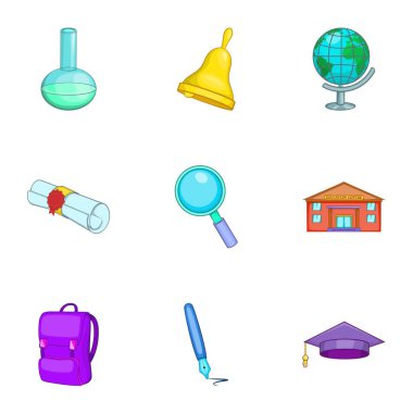 Öğrenci Icons set, karikatür tarzı