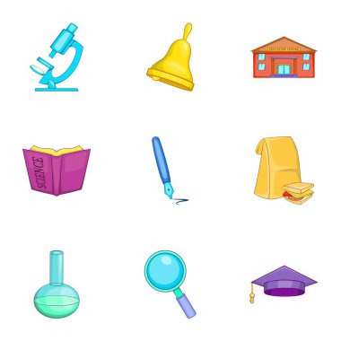 Lise Icons set, karikatür tarzı