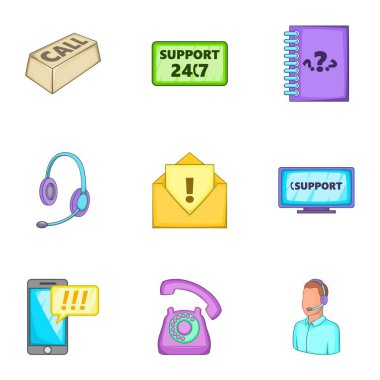 Destek Icons set, karikatür tarzı