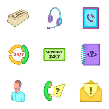 Teknik destek Icons set, karikatür tarzı