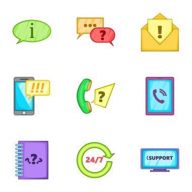 Online Konsültasyon Icons set, karikatür tarzı