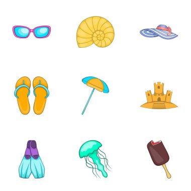 Sahil Icons set, karikatür tarzı