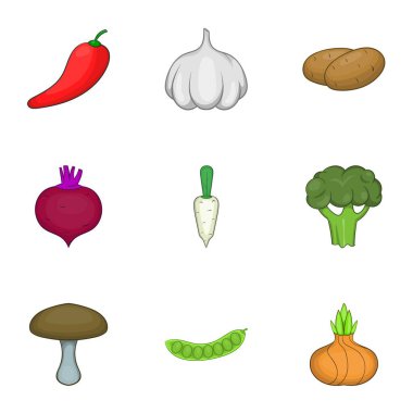 Sebze kültür Icons set, karikatür tarzı