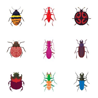 Sipariş coleoptera Icons set, karikatür tarzı