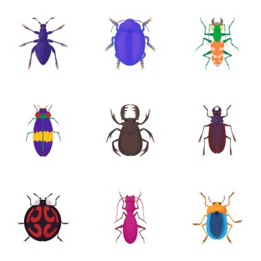 Böcekler böcekleri Icons set, karikatür tarzı