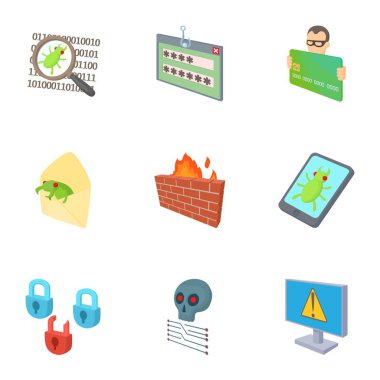 Icons set kesmek, karikatür tarzı