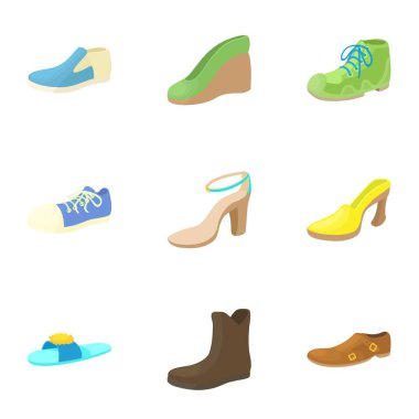 Ayakkabı Icons set, karikatür tarzı