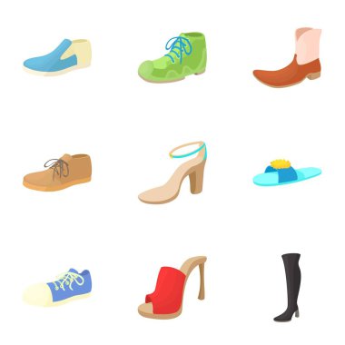 Ayakkabı Icons set, karikatür tarzı tür