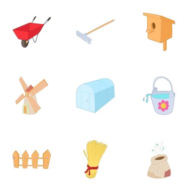 Bahçe Icons set, karikatür tarzı