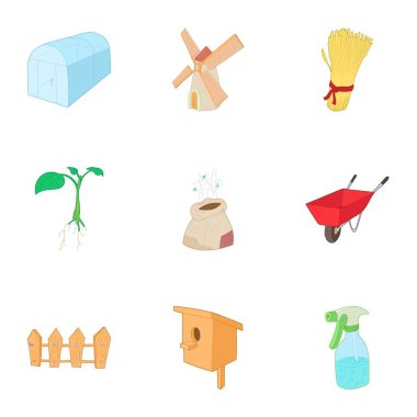 Bakım Bahçe Icons set, karikatür tarzı