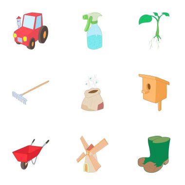 Bahçe Icons set, karikatür tarzı