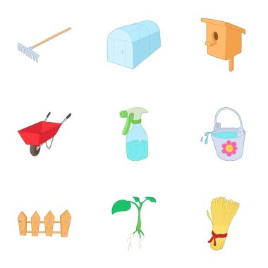 Icons set tarım, karikatür tarzı