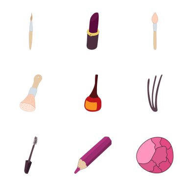 Kadın kozmetik Icons set, karikatür tarzı