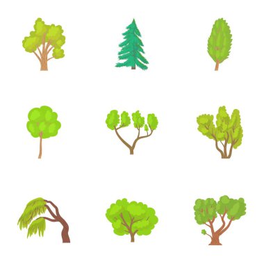 Ağaçlar Icons set, karikatür tarzı