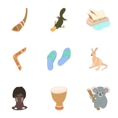 Avustralya Icons set, karikatür tarzı