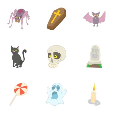 Korkunç tatil Icons set, karikatür tarzı