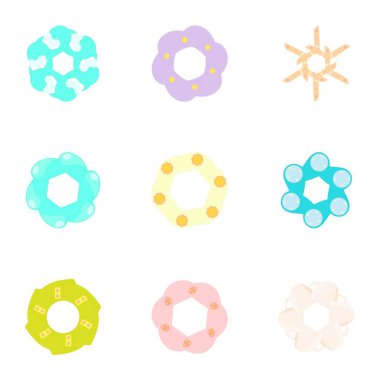 Çiçekler Icons set, karikatür tarzı