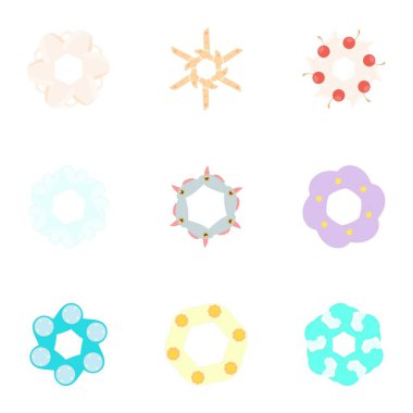 Çiçekler Icons set, karikatür tarzı tür