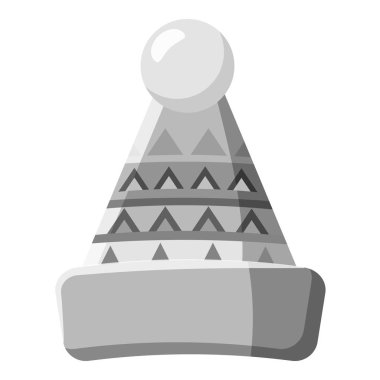 Pon pon simgesi, gri monokrom tarzı ile şapka