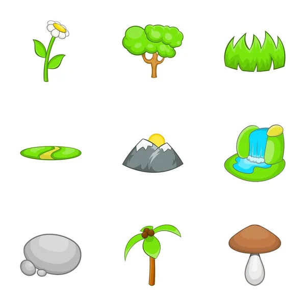 Environment icons set, cartoon style — Stock Vector