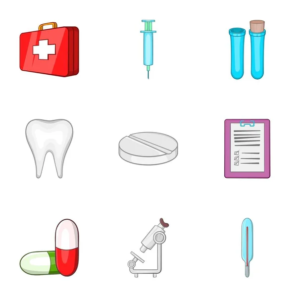 Treatment icons set, cartoon style — Stock Vector