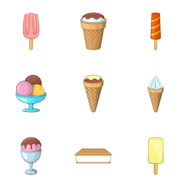 Conjunto de iconos de helado, estilo de dibujos animados — Vector de stock