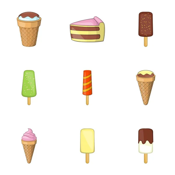 Dondurulmuş tatlılar Icons set, karikatür tarzı — Stok Vektör