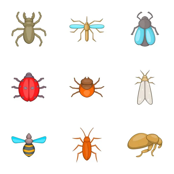 Order of insects icons set, cartoon style — Stock Vector