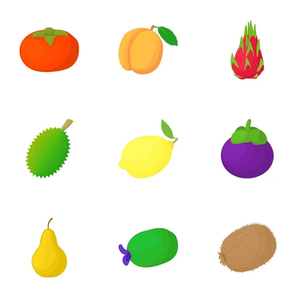 Ensemble d'icônes de fruits, style dessin animé — Image vectorielle