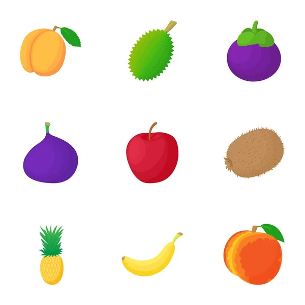 Типы фруктовых икон, мультяшный стиль — стоковый вектор