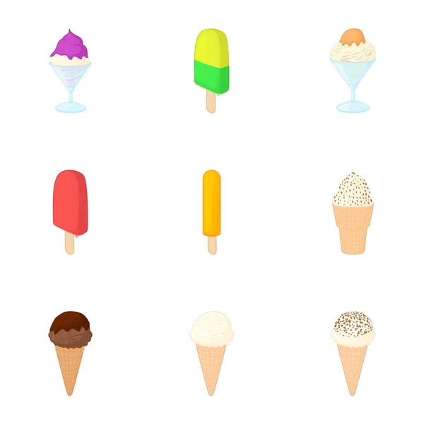 Набір іконок морозива, мультиплікаційний стиль — стоковий вектор