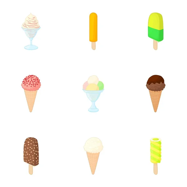 Zestaw ikon zimno słodycz, stylu cartoon — Wektor stockowy