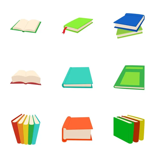 Set di icone di lettura, stile cartone animato — Vettoriale Stock