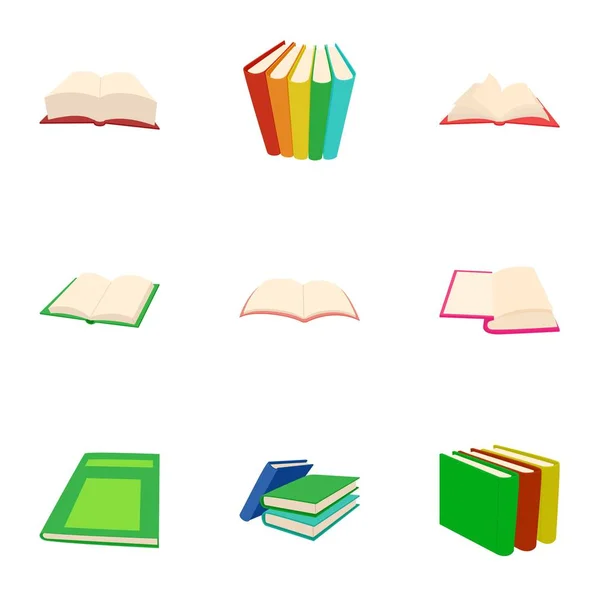 Lehrbücher Icons Set, Cartoon-Stil — Stockvektor