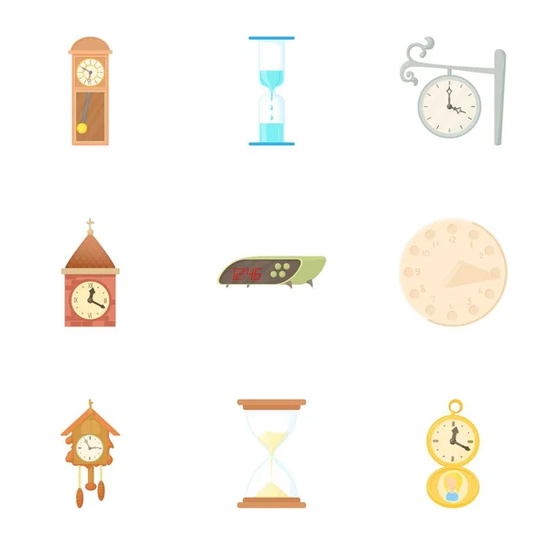 Chronometr ikony set, kreslený styl — Stockový vektor