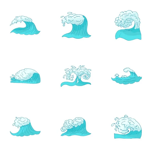 Océano iconos conjunto, estilo de dibujos animados — Vector de stock