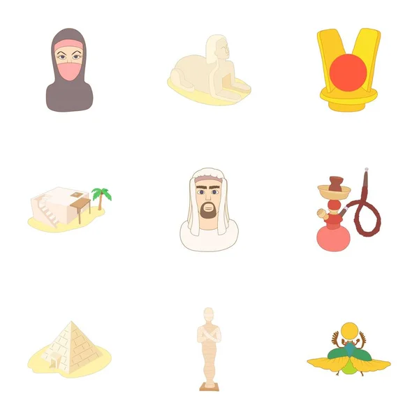 Země Egypt ikony nastavit, kreslený styl — Stockový vektor