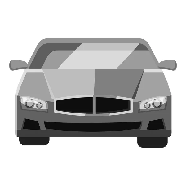 Icono de vista frontal del coche, gris estilo monocromo — Vector de stock