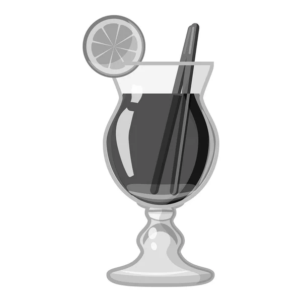 Cocktail met citroen, grijs monochroom pictogramstijl — Stockvector