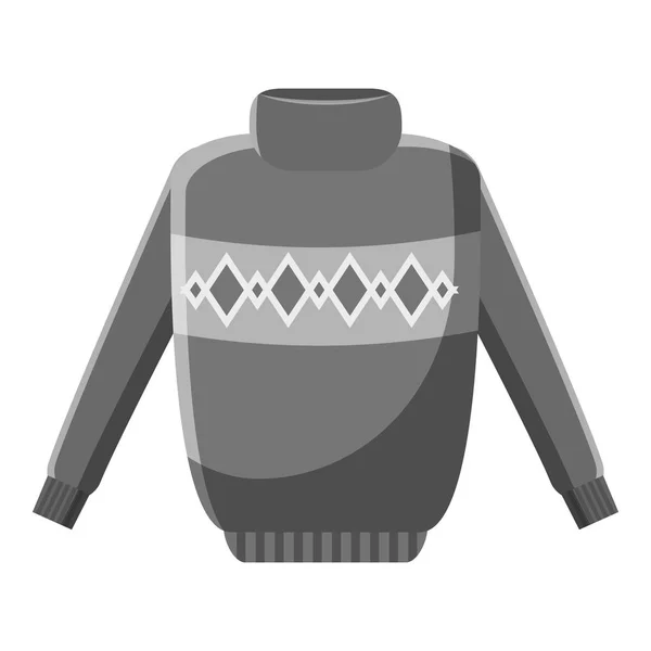 Icône de pull chaud hiver, style monochrome gris — Image vectorielle