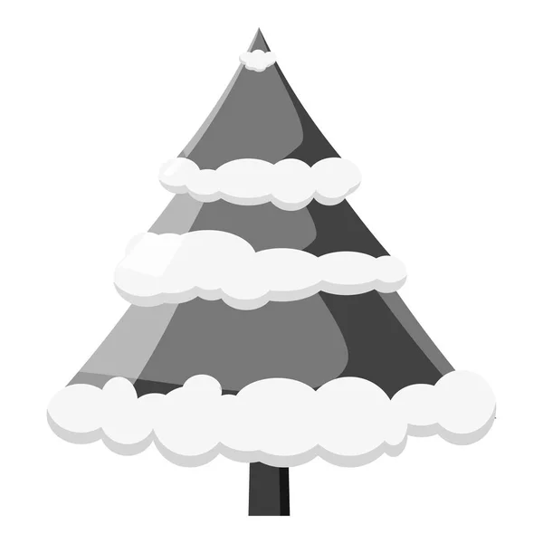Kerstboom, grijs monochroom pictogramstijl — Stockvector