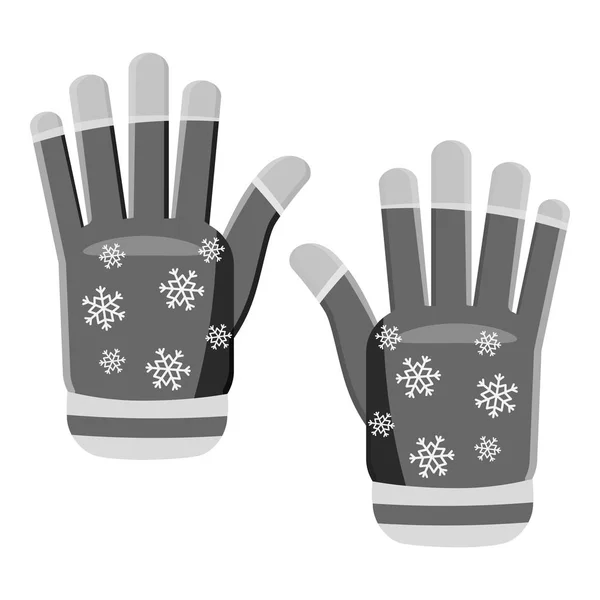 Икона вязаных перчаток, серый монохромный стиль — стоковый вектор