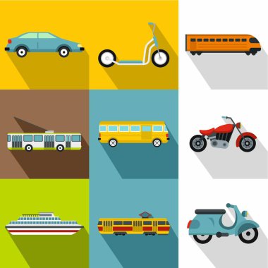 Hareket simgeler kümesi, düz stil için taşıma