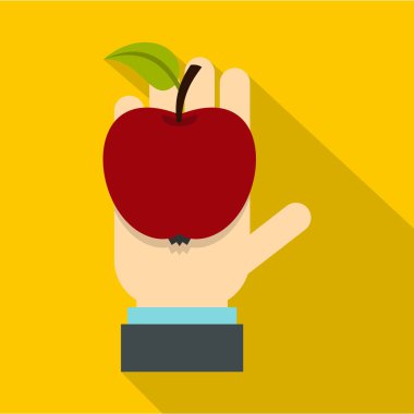 El simgesi, düz stil içinde elma