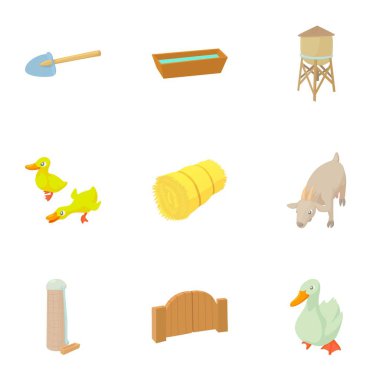 Çiftlik Icons set, karikatür tarzı