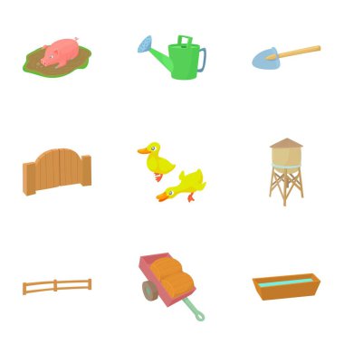 Çiftlik Icons set, karikatür tarzı