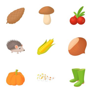 Düşen yaprakları Icons set, karikatür tarzı sezon