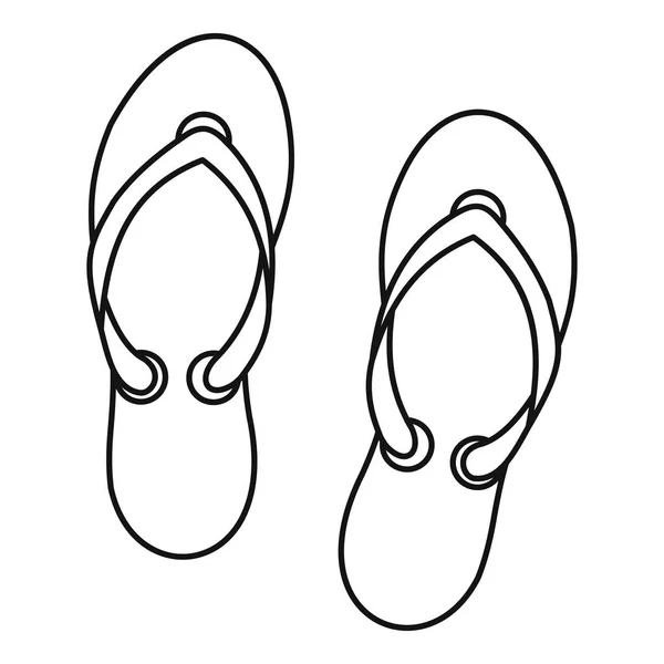 Flip flop sandalet simgesi, anahat stili — Stok Vektör